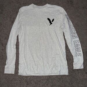American Eagle Outfitters Men's Grey Long Sleeve Shirt